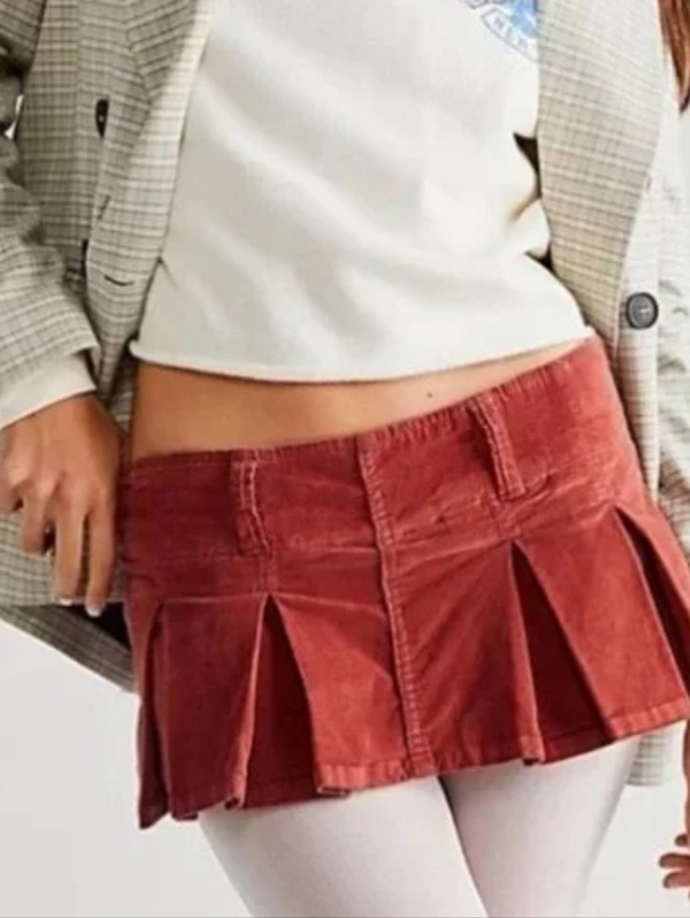 Free People Terracotta Pleated Skort